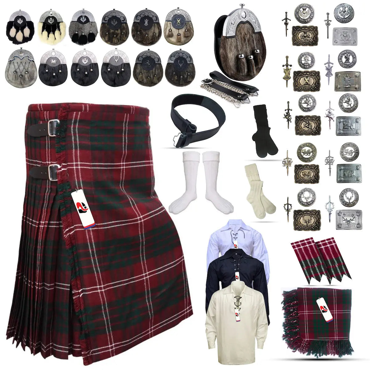 Crawford Tailor-made Scottish Mens Kilt Outfit - Tartan Plaid Kilts for Men Crawford Tailor-made Scottish Mens Kilt Outfit - Tartan Plaid Kilts for Men