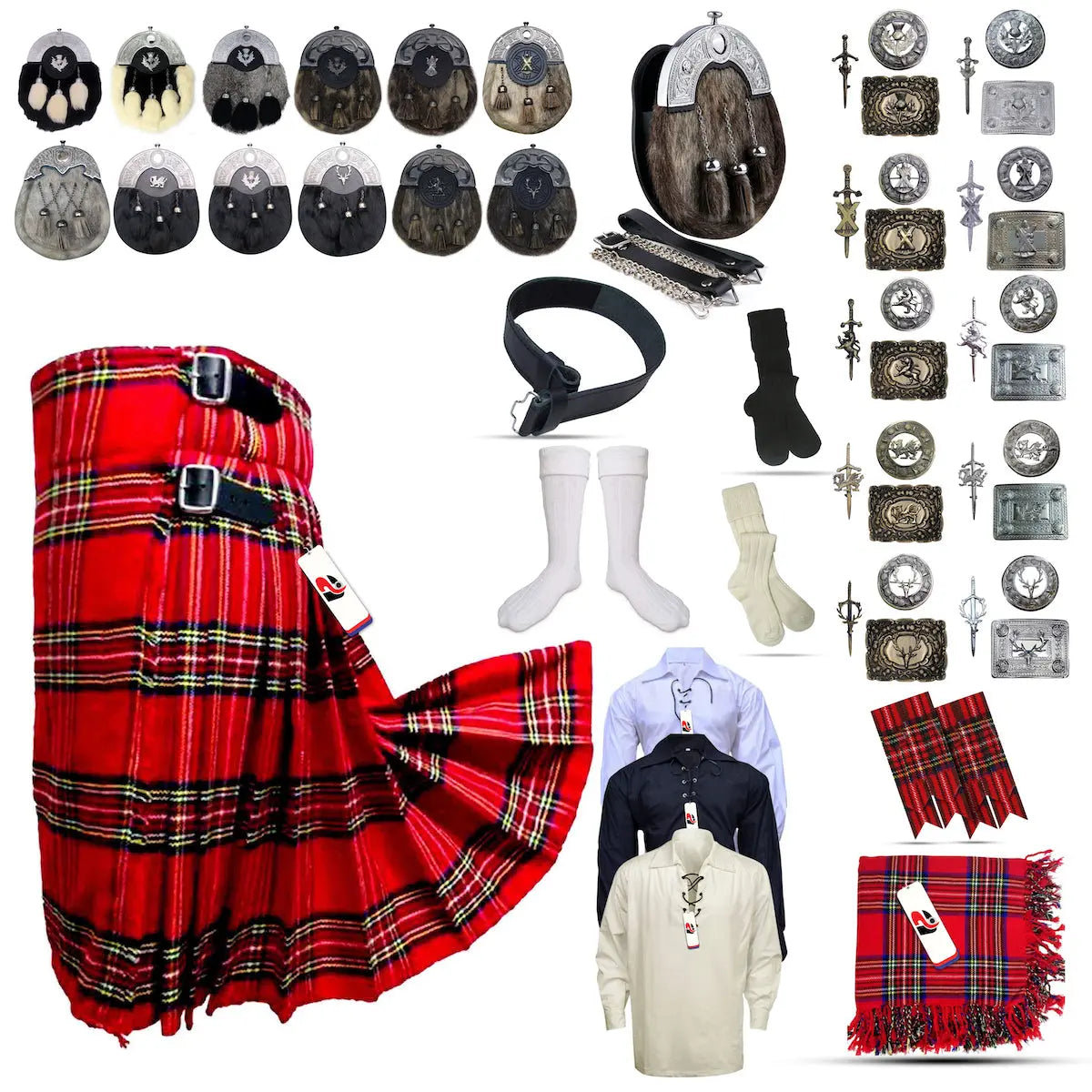 Royal-Stewart Tailor-made Scottish Mens Kilt Outfit - Tartan Plaid Kilts for Men Royal-Stewart Tailor-made Scottish Mens Kilt Outfit - Tartan Plaid Kilts for Men