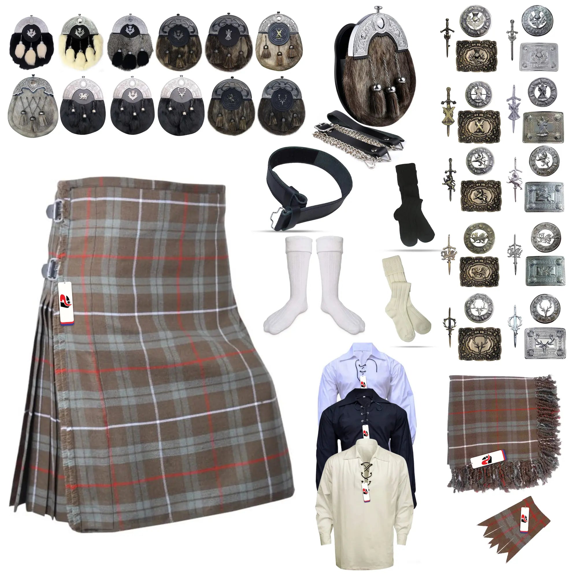 Fraser-Weathered Tailor-made Scottish Mens Kilt Outfit - Tartan Plaid Kilts for Men Fraser-Weathered Tailor-made Scottish Mens Kilt Outfit - Tartan Plaid Kilts for Men