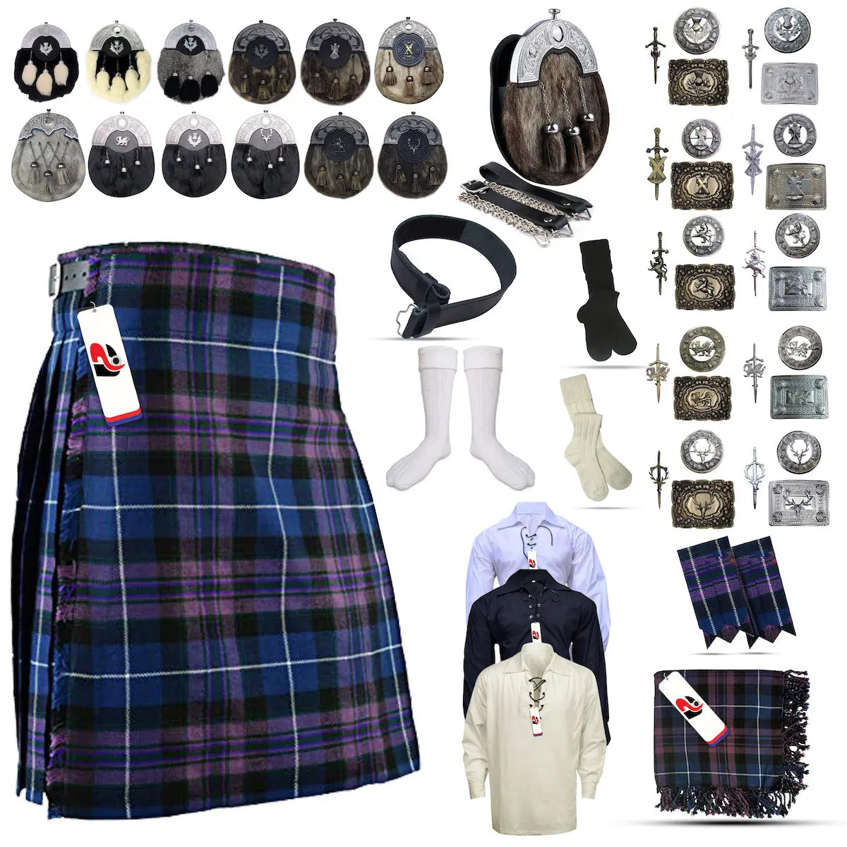 Pride-of-Scotland Tailor-made Scottish Mens Kilt Outfit - Tartan Plaid Kilts for Men Pride-of-Scotland Tailor-made Scottish Mens Kilt Outfit - Tartan Plaid Kilts for Men