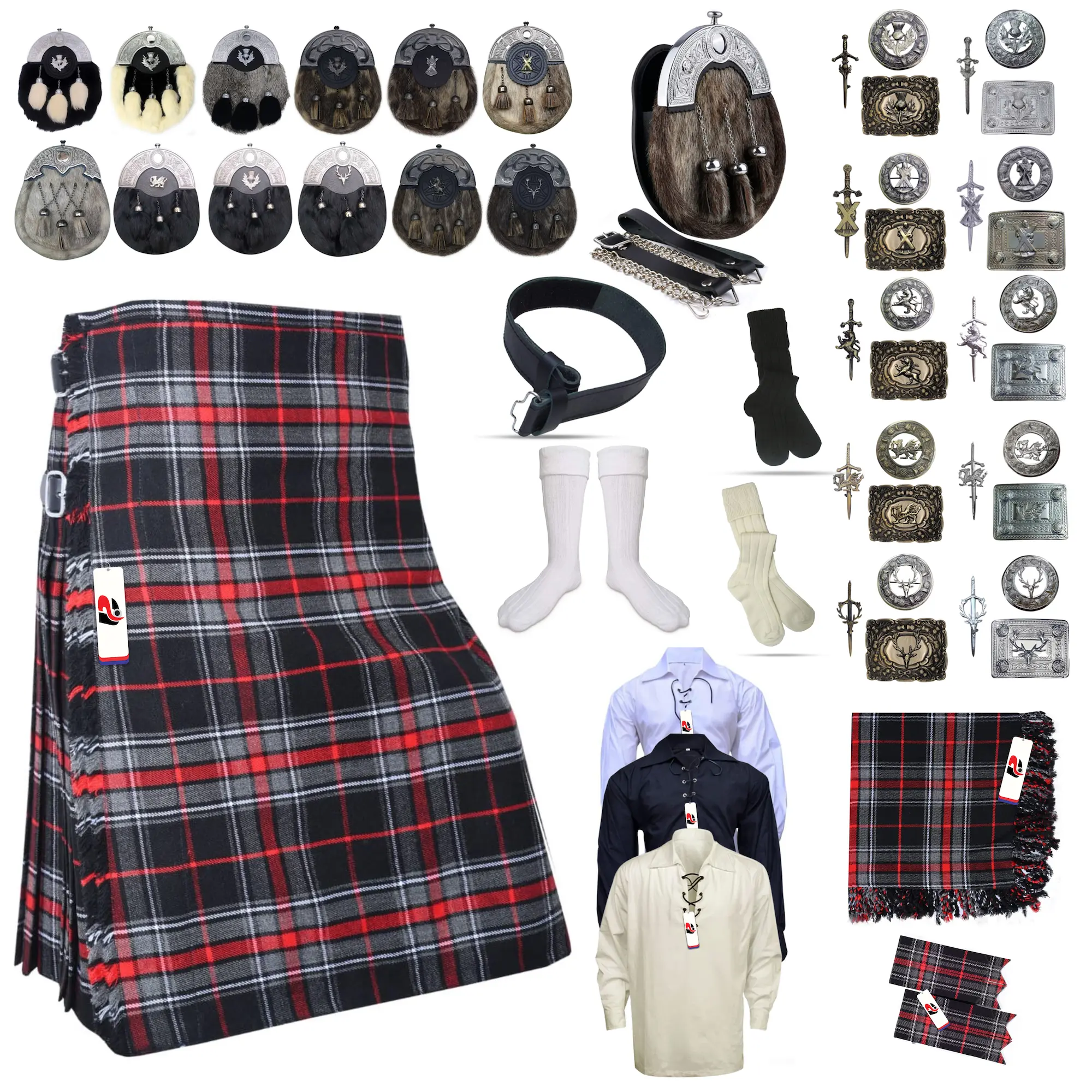 Spirit-of-Bruce Tailor-made Scottish Mens Kilt Outfit - Tartan Plaid Kilts for Men Spirit-of-Bruce Tailor-made Scottish Mens Kilt Outfit - Tartan Plaid Kilts for Men