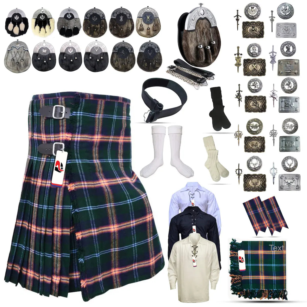 Tailor-made Scottish Mens Kilt Outfit - Tartan Plaid Kilts for Men  Tailor-made Scottish Mens Kilt Outfit - Tartan Plaid Kilts for Men