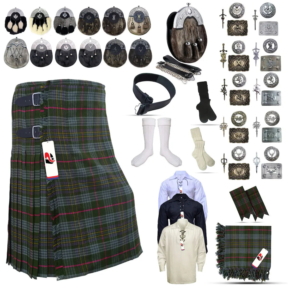 Kennedy-Weatered Tailor-made Scottish Mens Kilt Outfit - Tartan Plaid Kilts for Men Kennedy-Weatered Tailor-made Scottish Mens Kilt Outfit - Tartan Plaid Kilts for Men