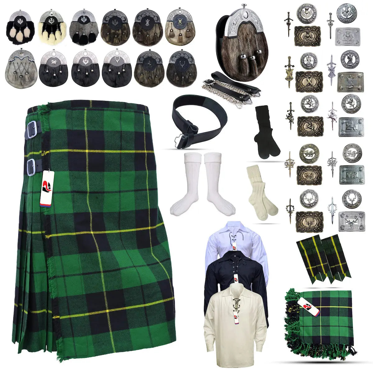 Hunting-Wallace Tailor-made Scottish Mens Kilt Outfit - Tartan Plaid Kilts for Men Hunting-Wallace Tailor-made Scottish Mens Kilt Outfit - Tartan Plaid Kilts for Men