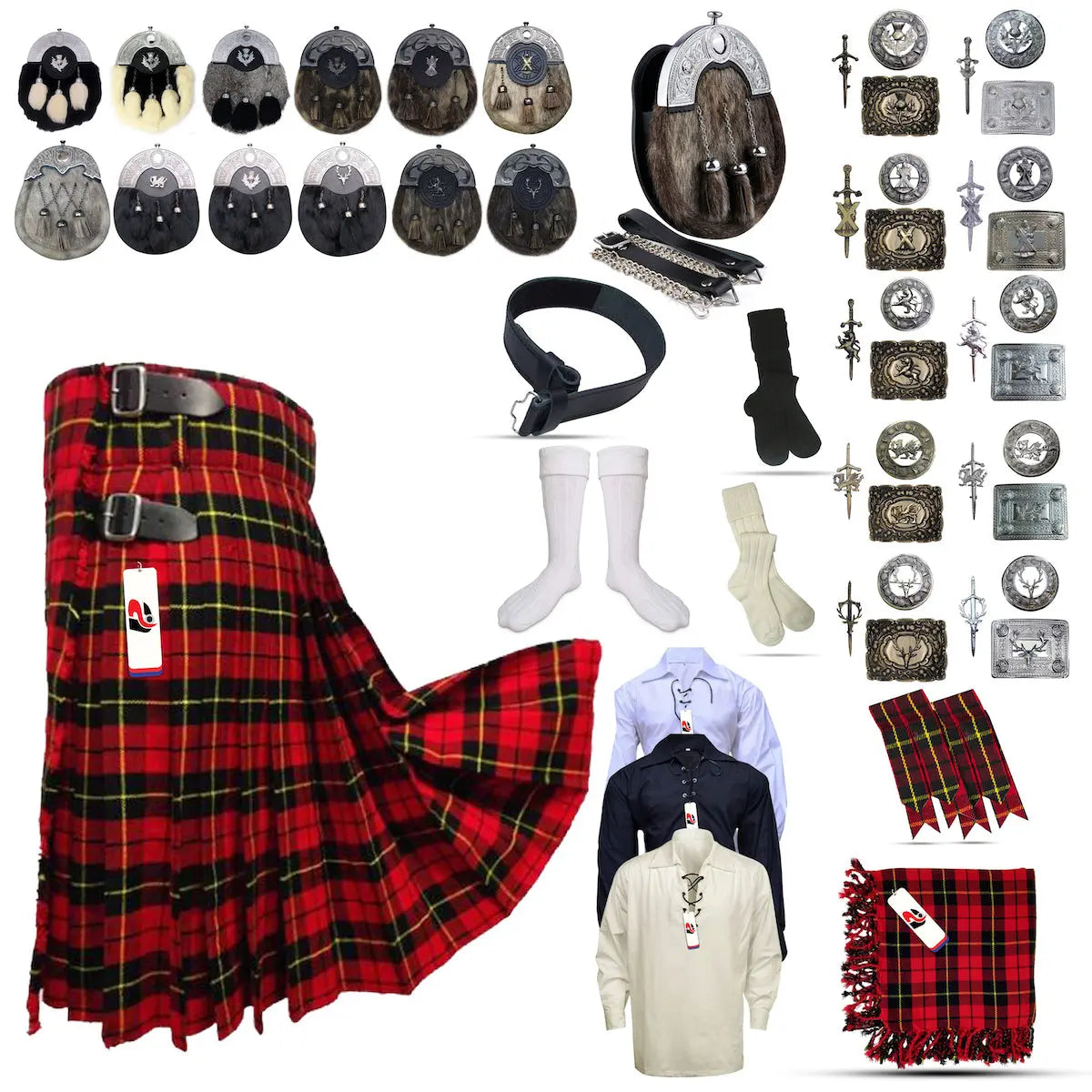 Wallce Tailor-made Scottish Mens Kilt Outfit - Tartan Plaid Kilts for Men Wallce Tailor-made Scottish Mens Kilt Outfit - Tartan Plaid Kilts for Men