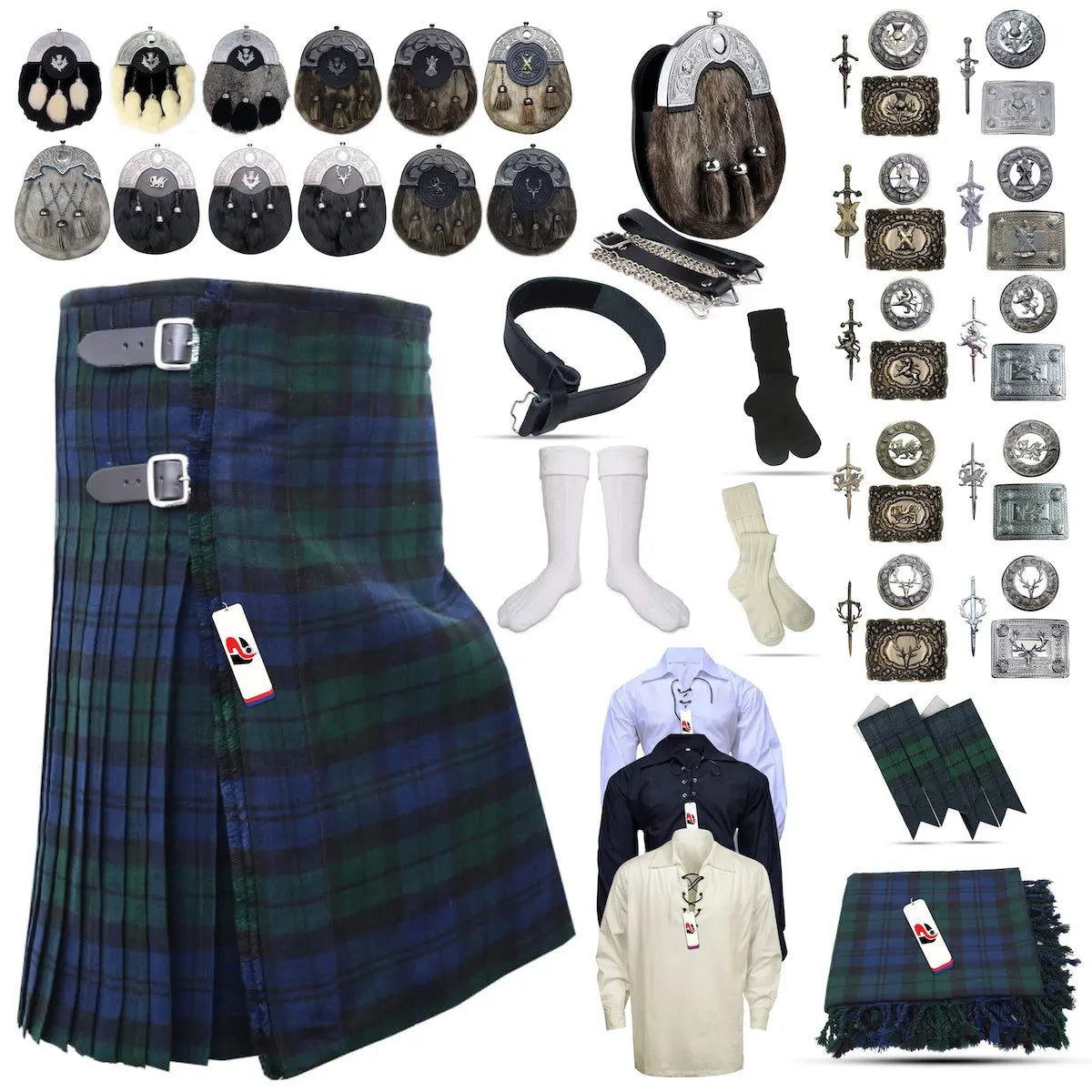 Black-Watch Tailor-made Scottish Mens Kilt Outfit - Tartan Plaid Kilts for Men Black-Watch Tailor-made Scottish Mens Kilt Outfit - Tartan Plaid Kilts for Men