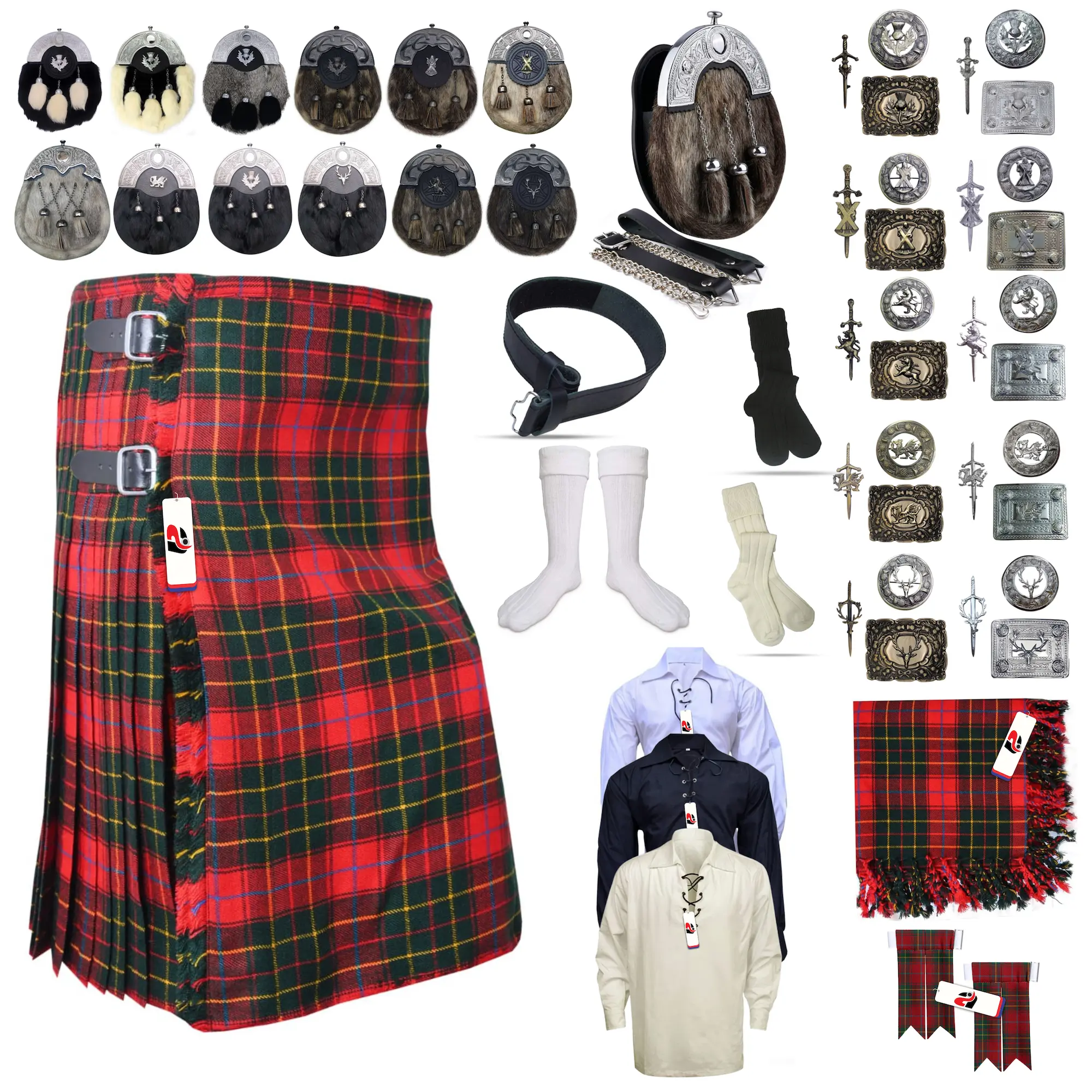 Burnett Tailor-made Scottish Mens Kilt Outfit - Tartan Plaid Kilts for Men Burnett Tailor-made Scottish Mens Kilt Outfit - Tartan Plaid Kilts for Men