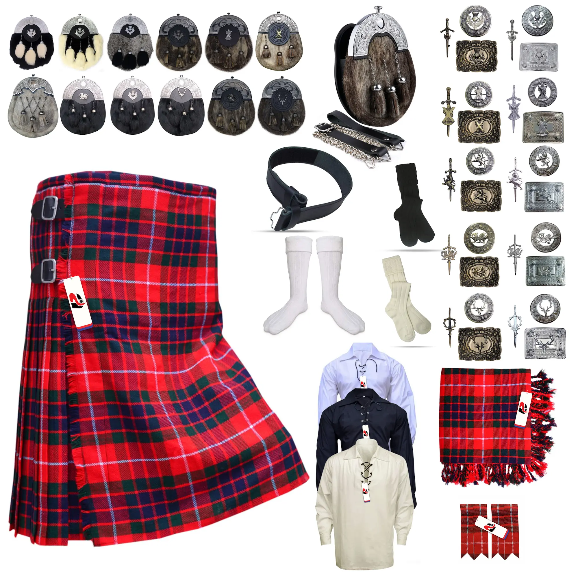 Fraser-of-Lovat Tailor-made Scottish Mens Kilt Outfit - Tartan Plaid Kilts for Men Fraser-of-Lovat Tailor-made Scottish Mens Kilt Outfit - Tartan Plaid Kilts for Men