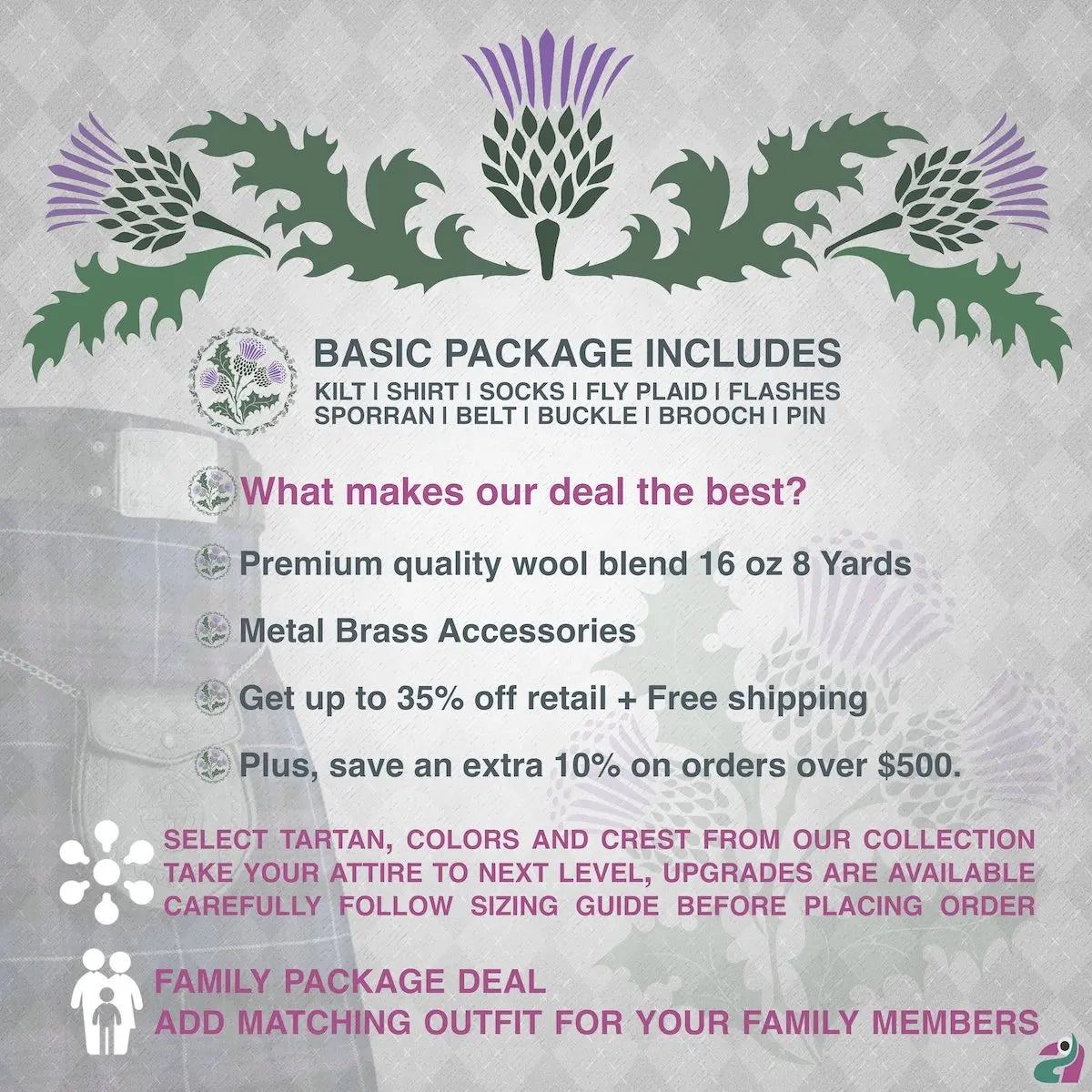 Tailor-made Scottish Mens Kilt Outfit - Tartan Plaid Kilts for Men  Tailor-made Scottish Mens Kilt Outfit - Tartan Plaid Kilts for Men