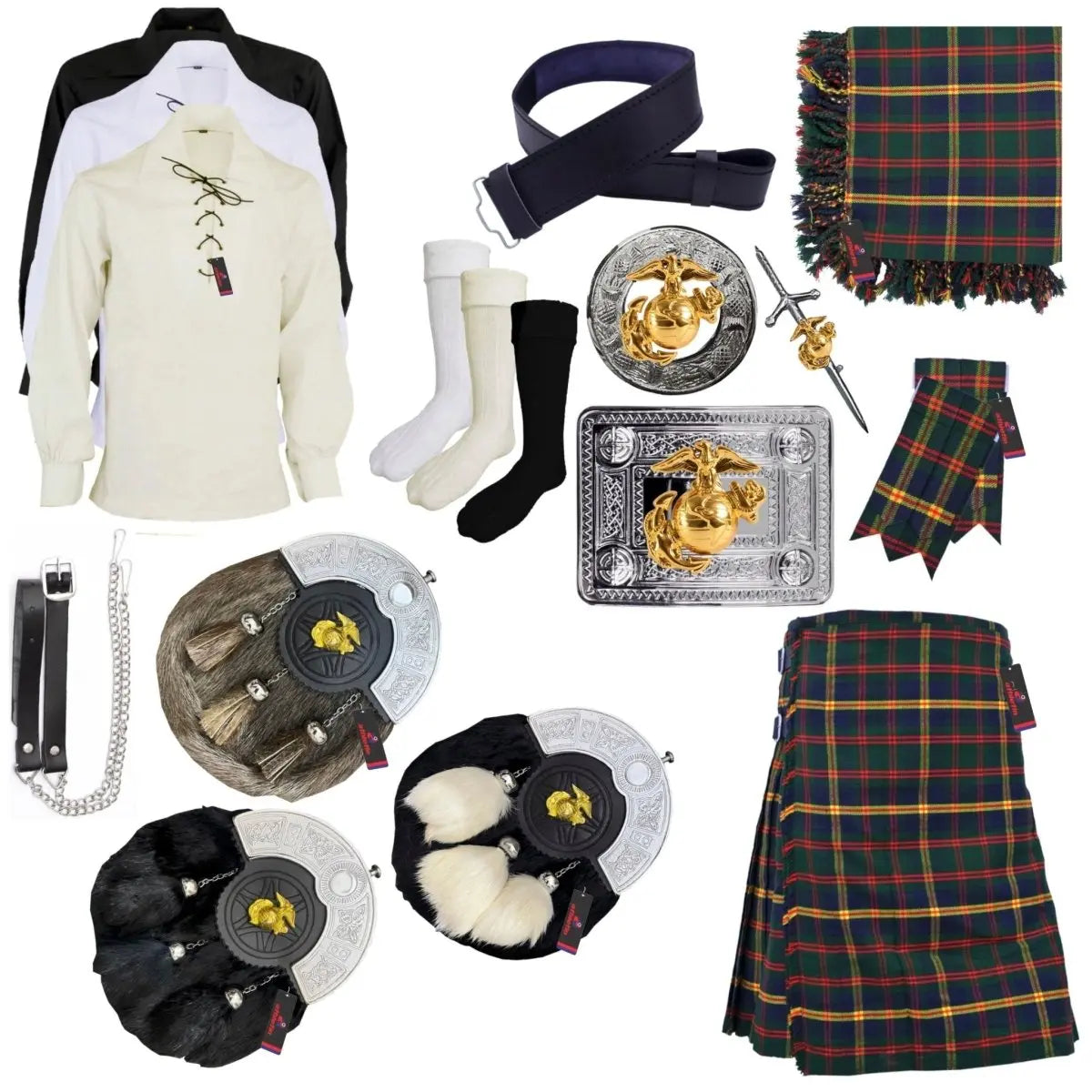 US Marine Corps Leatherneck Tartan Kilt Outfit - A Military Tradition  US Marine Corps Leatherneck Tartan Kilt Outfit - A Military Tradition