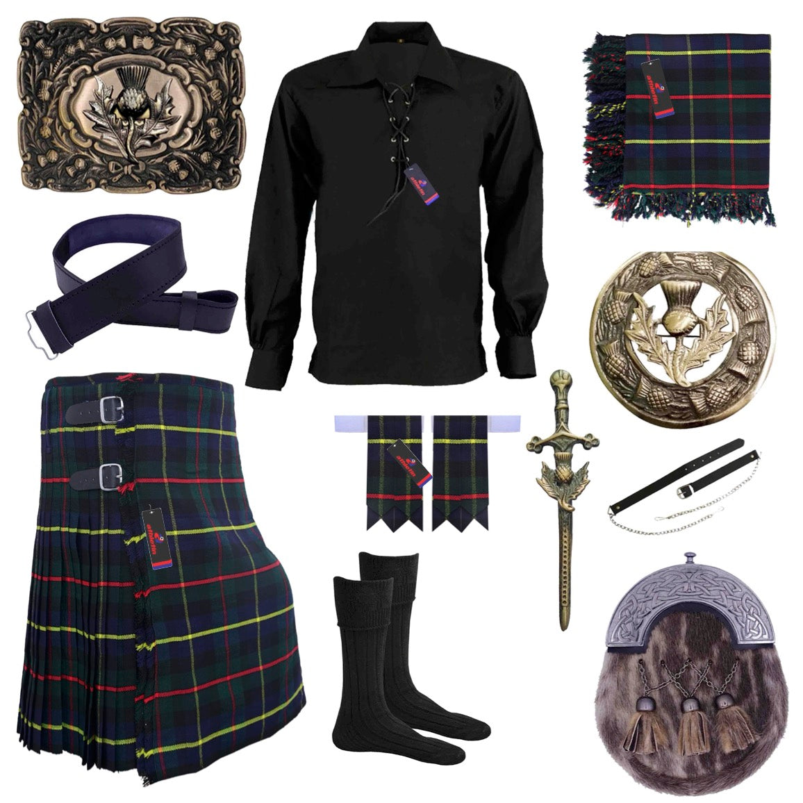 Scottish Highland Kilt Macleod of Harris Outfit Scottish Thistle Set - Athletin