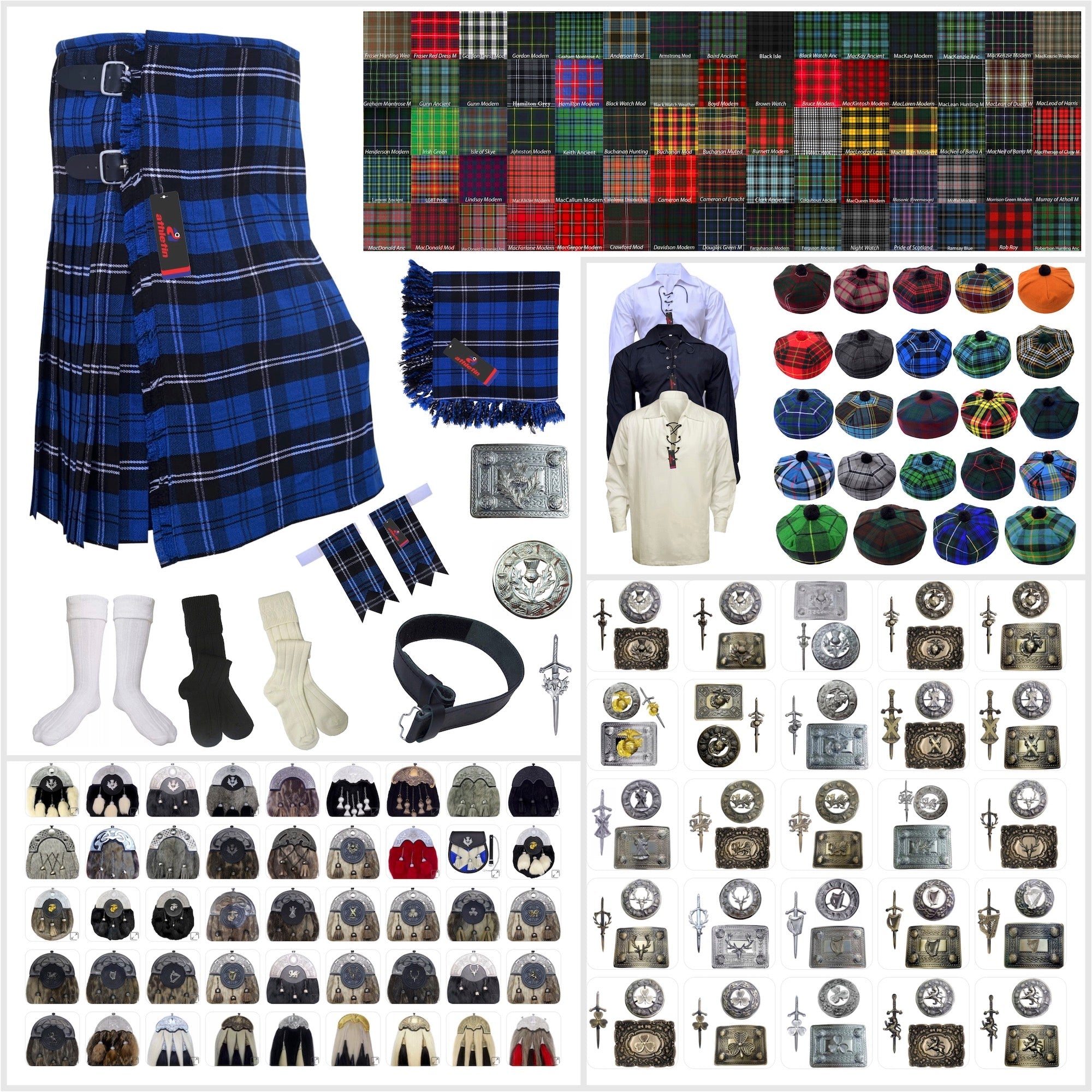 Ramsay Blue Tartan Kilt Outfit - Vibrant Scottish Fashion
