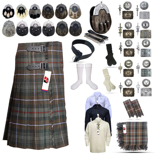 Weathered-Mackenzie Tailor-made Scottish Mens Kilt Outfit - Tartan Plaid Kilts for Men