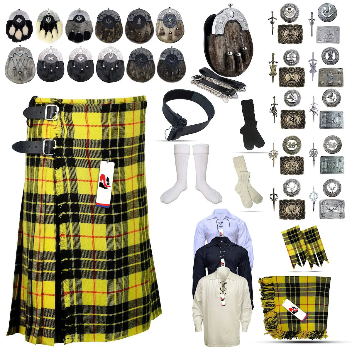Macleod-of-Lewis Tailor-made Scottish Mens Kilt Outfit - Tartan Plaid Kilts for Men