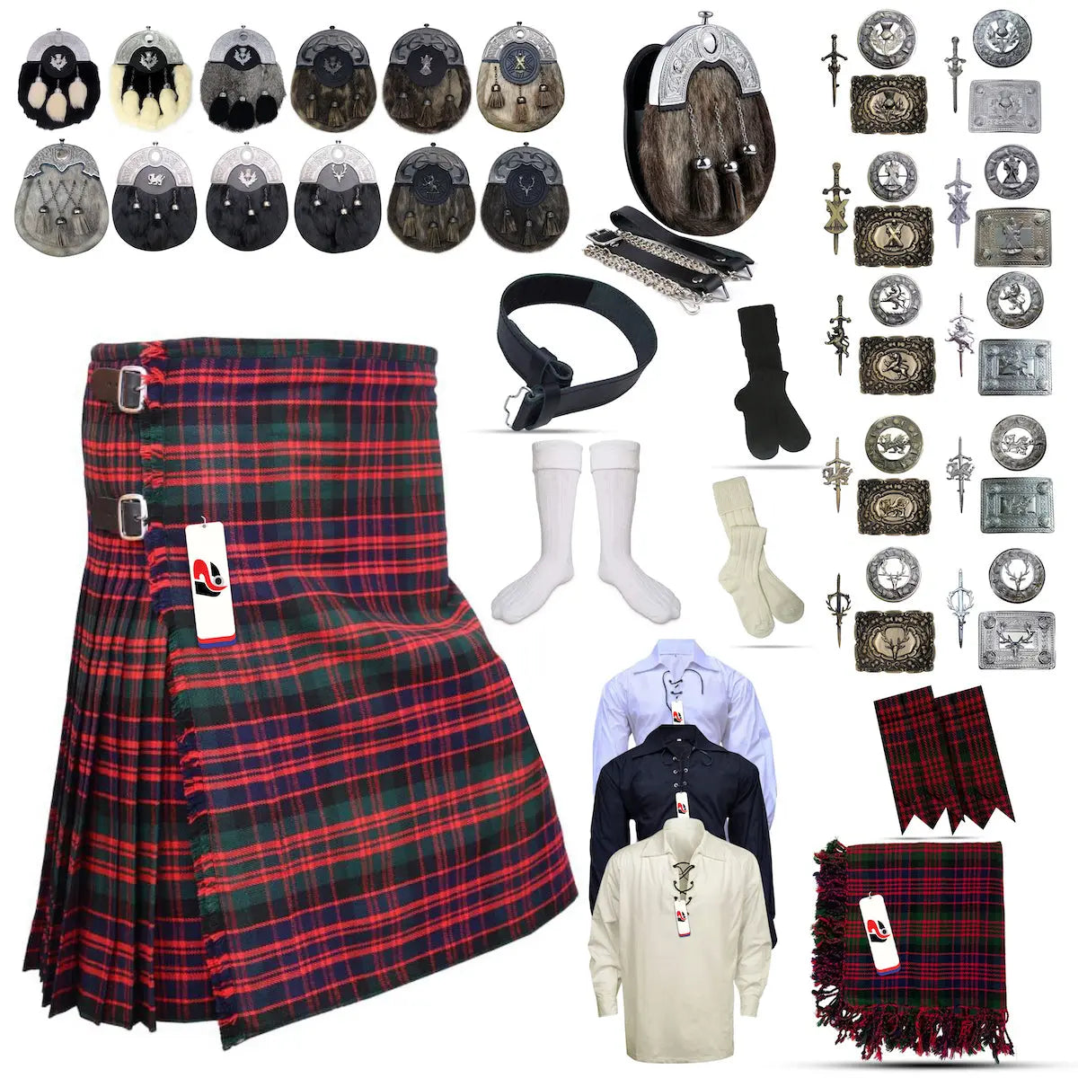 Macdonald Tailor-made Scottish Mens Kilt Outfit - Tartan Plaid Kilts for Men