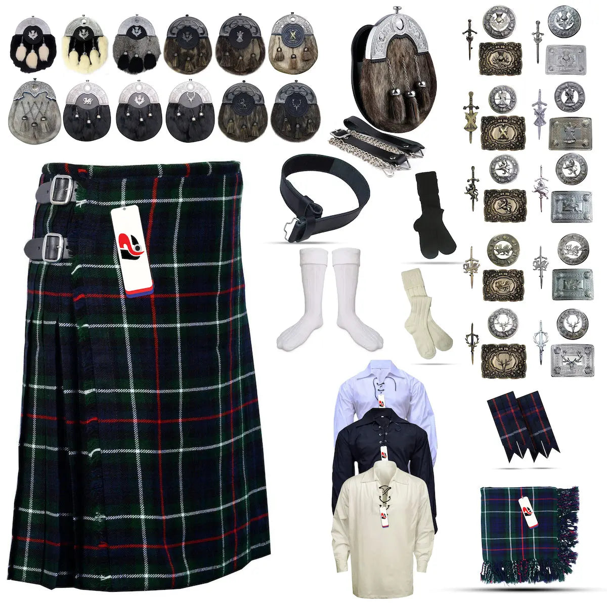 Mackenzie Tailor-made Scottish Mens Kilt Outfit - Tartan Plaid Kilts for Men