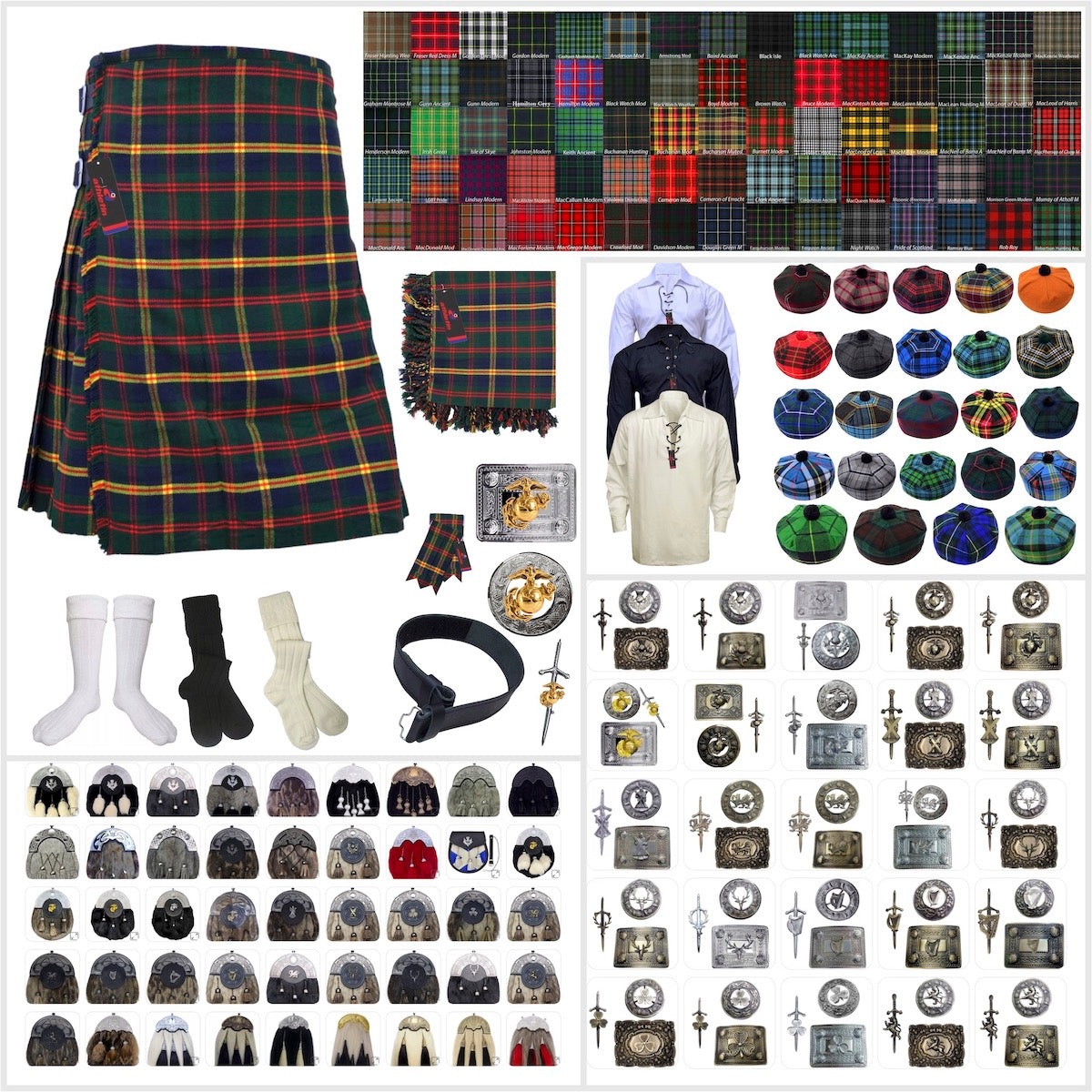 Tailor-made Scottish Mens Kilt Outfit - Tartan Plaid Kilts for Men