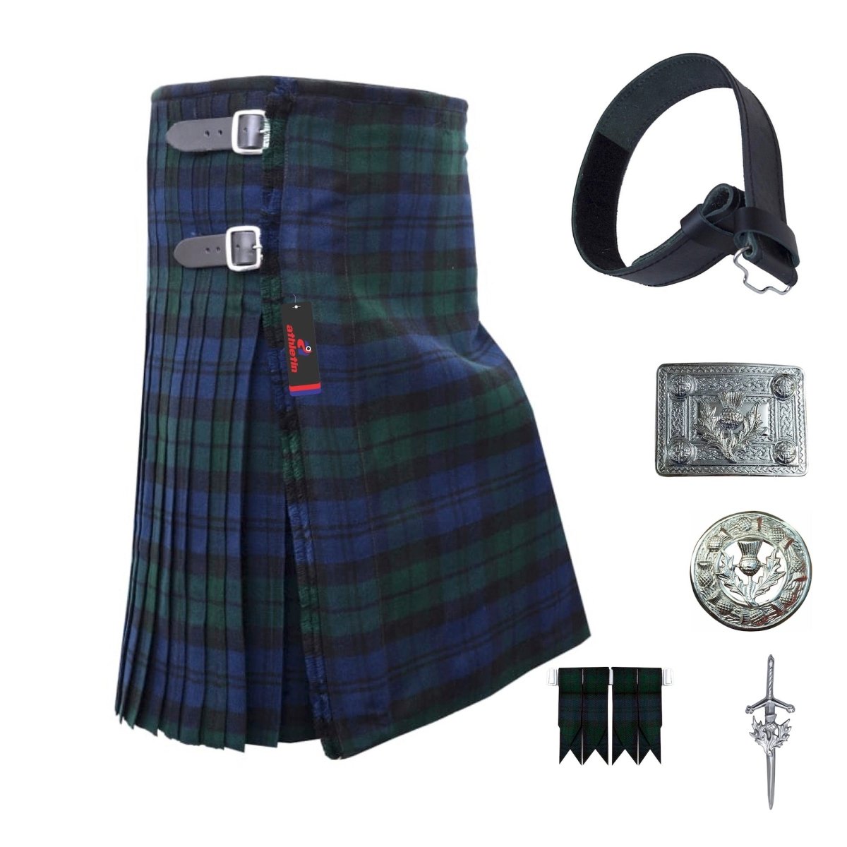 Black Watch Tartan Kilt Outfit - Scottish Thistle Attire