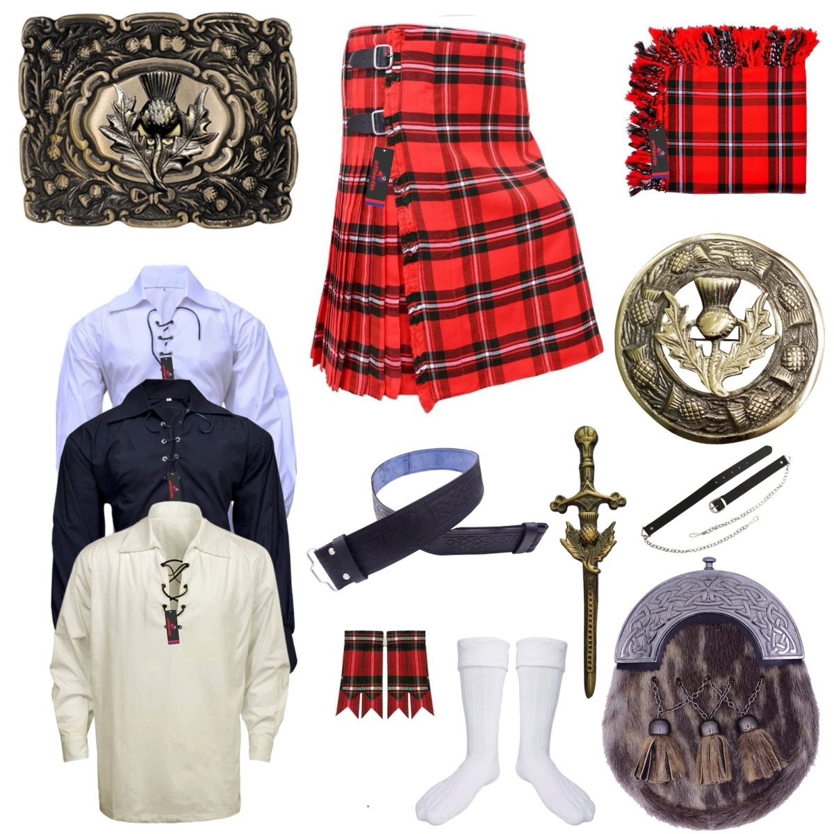 Highland Kilt MacGregor Tartan Outfit Scottish Thistle