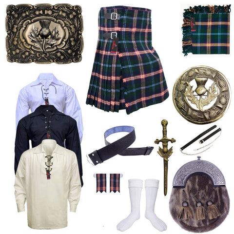 Young Tartan Highland Kilt Outfit Scottish Thistle Set