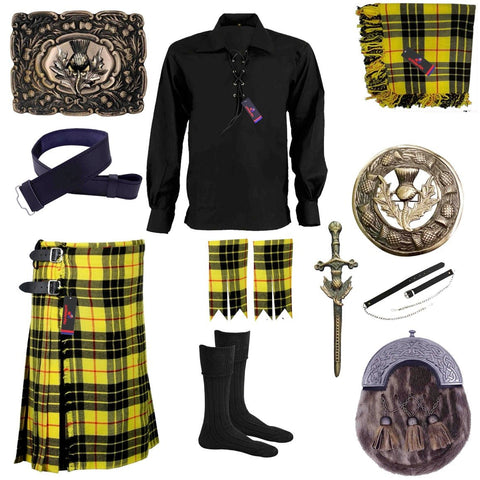 Highland Kilt Macleod of Lewis Tartan Outfit Scottish Thistle Set
