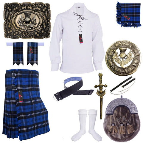 Ramsay Blue Tartan Kilt Outfit