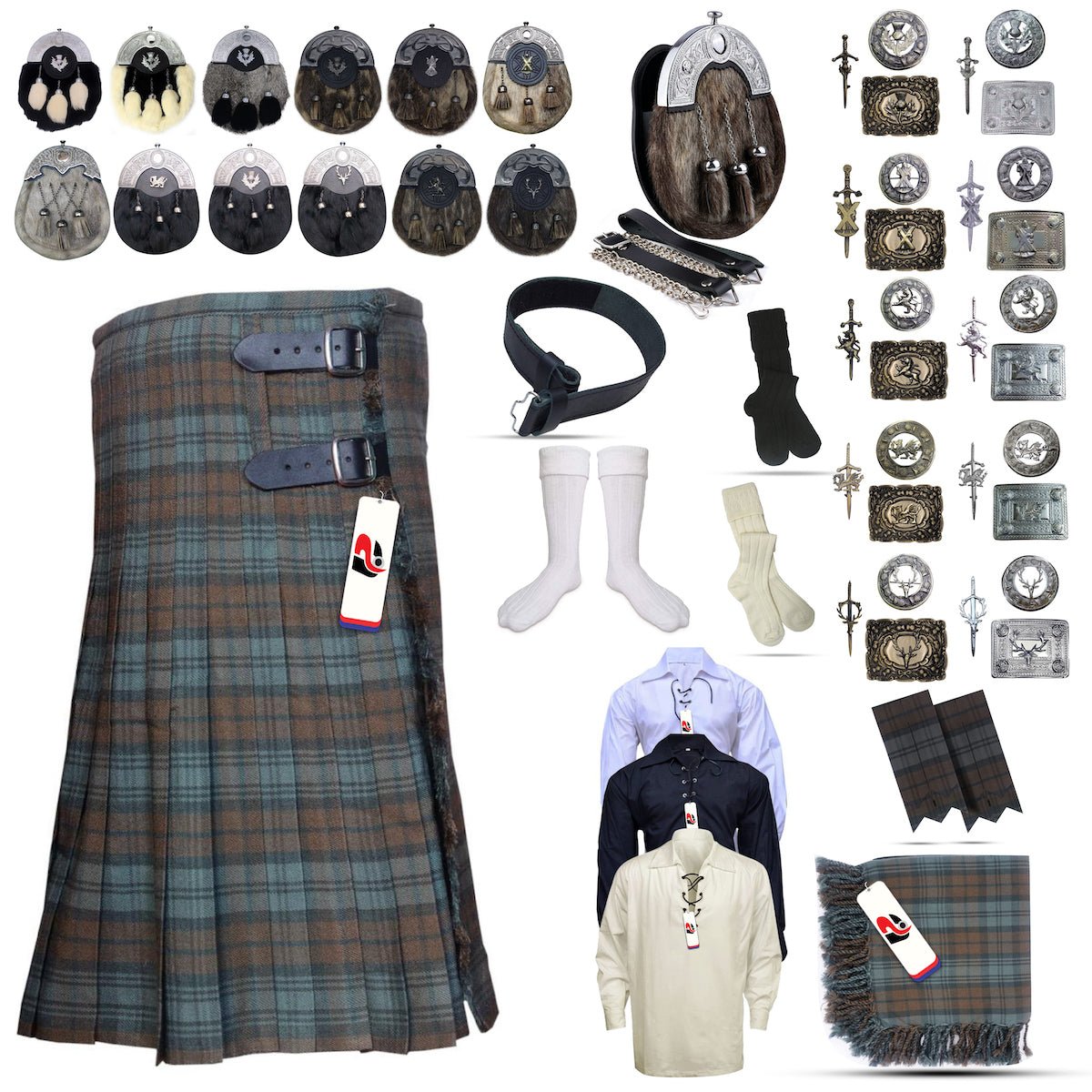 Weathered Black Watch Tartan Kilt Outfit