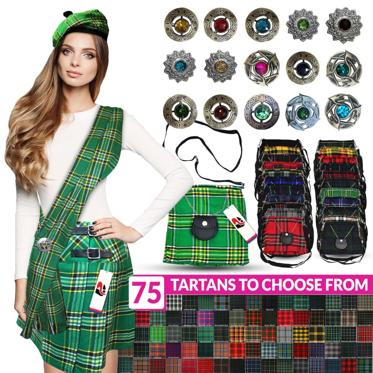 Women's Kilt Scottish Clan Tartan Outfit